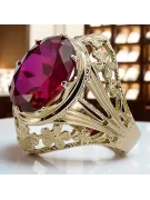 8-кактовое желтое золото Ruby Кольцо Винтаж изделия vrc031x-rb Art Deco СССР советский русский стиль